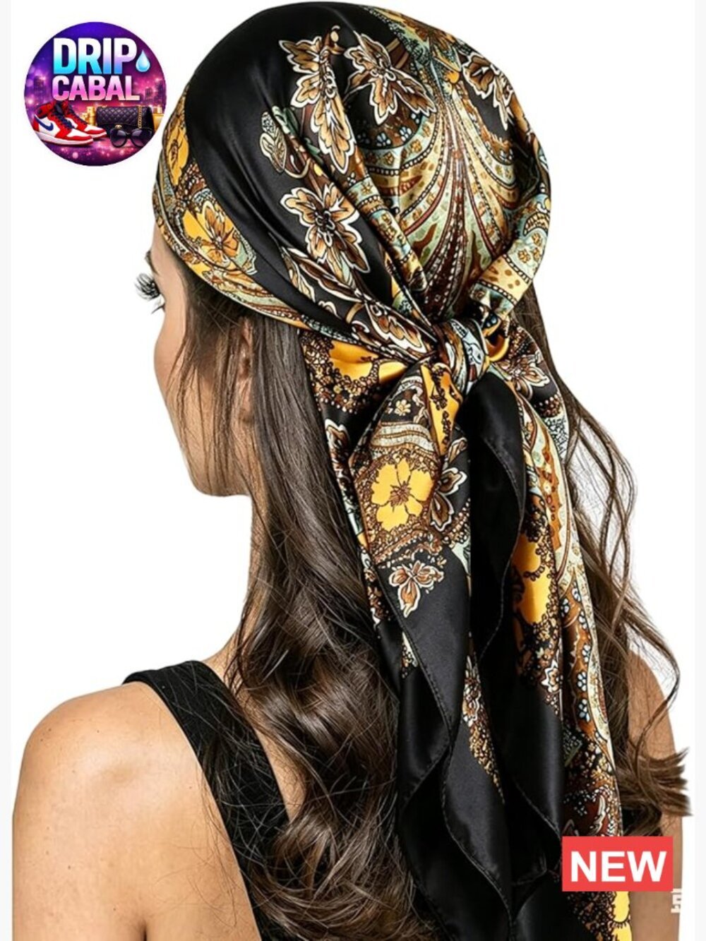 35x35 Inch Silk Like Head Scarf for Women Large Lightweight Bandana Neck Wrap